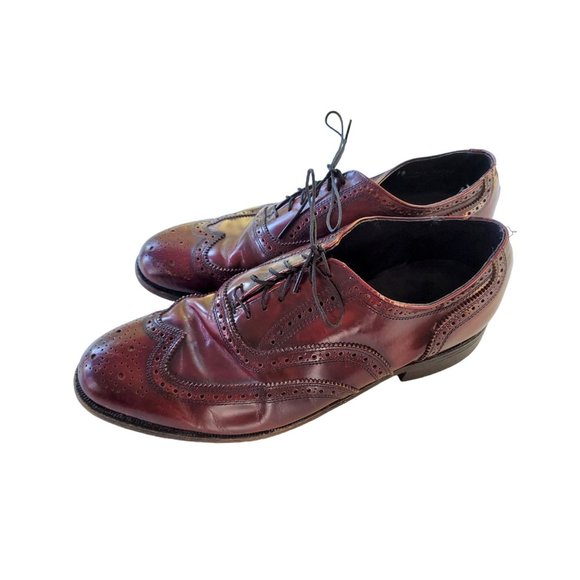 VTG FLORSHEIM The Worthmore Shoe Men\'s Burgundy Wing Tips Size 10 EEE USA main image 4